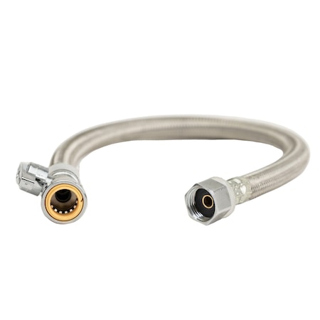 Quickfitting 1/2in Push-to-Connect Straight Valve x 1/2in FIP x 18in Length Faucet Connector Hose LF745SR